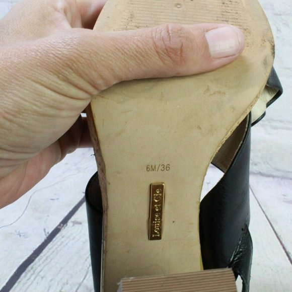 Louise et Cie Black Leather Open Toe High Heel Sling Back Sandals Size 6 M - Picture 9 of 10